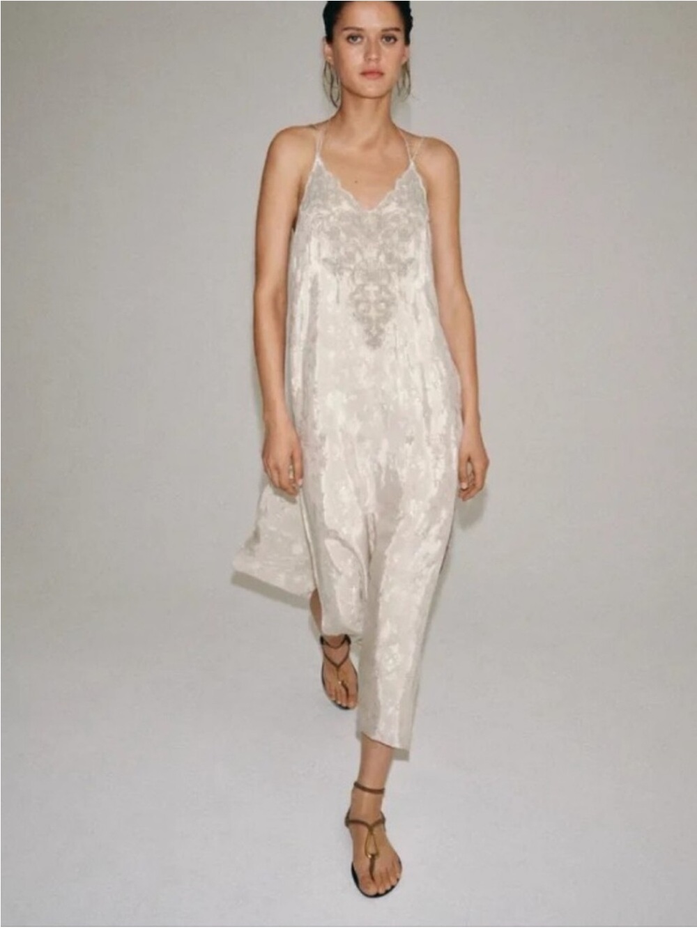 ZARA 100% VISCOSE EMBROIDERED JACQUARD DRESS